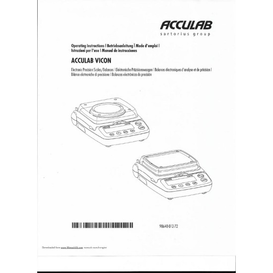 ACCULAB VICON Precision Balances Manual