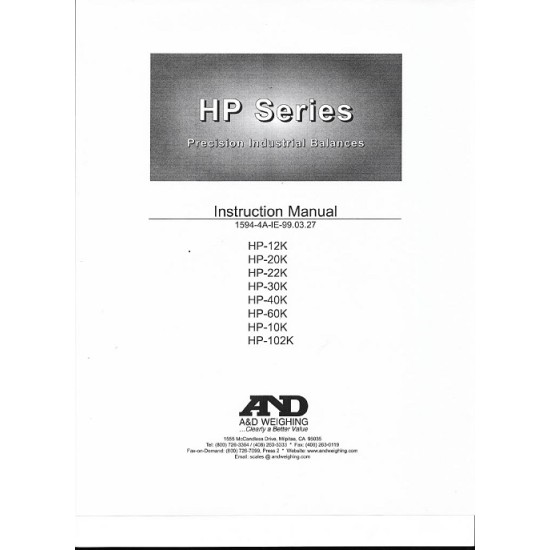 HP-Series Precision Industrial Balances Manual